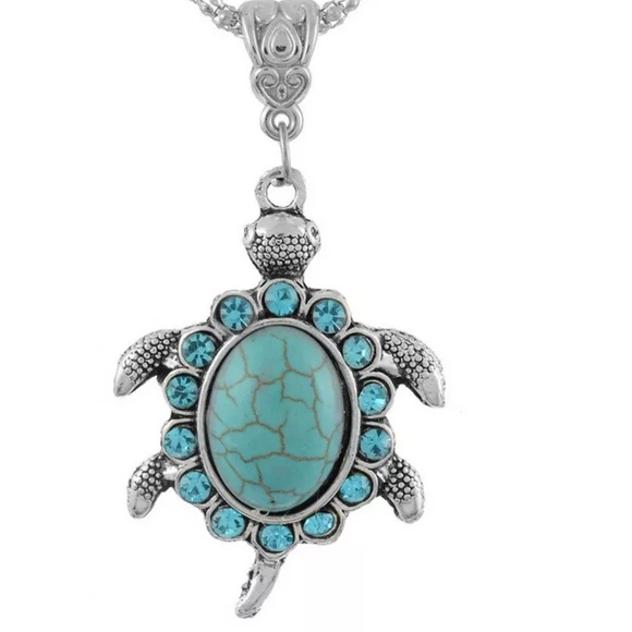 NewTurquoise Turtle Pendant &Sterling Silver Chain - Picture 2 of 6